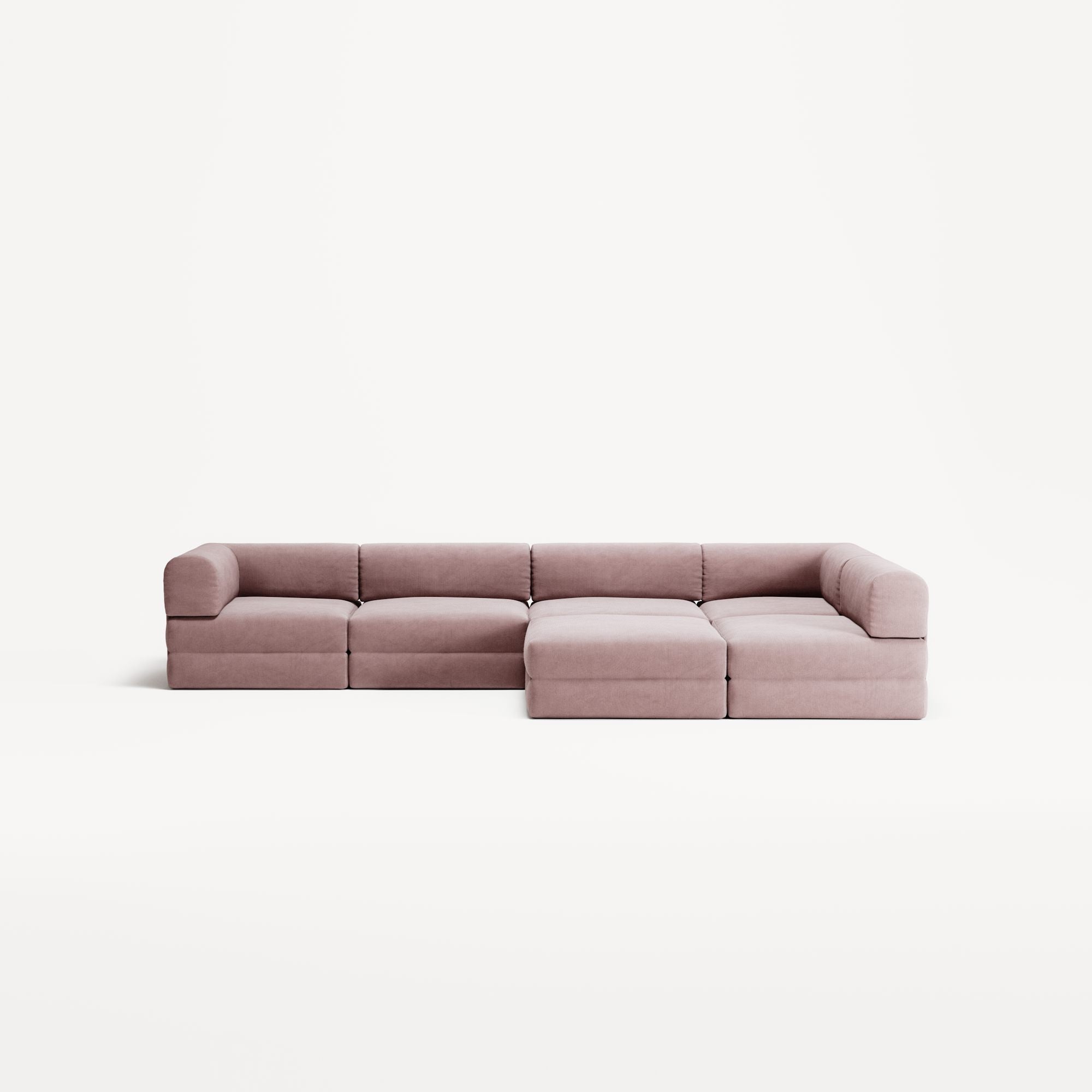 LUNA - 5 Seat corner with open end - Right - Corduroy Soft Pink