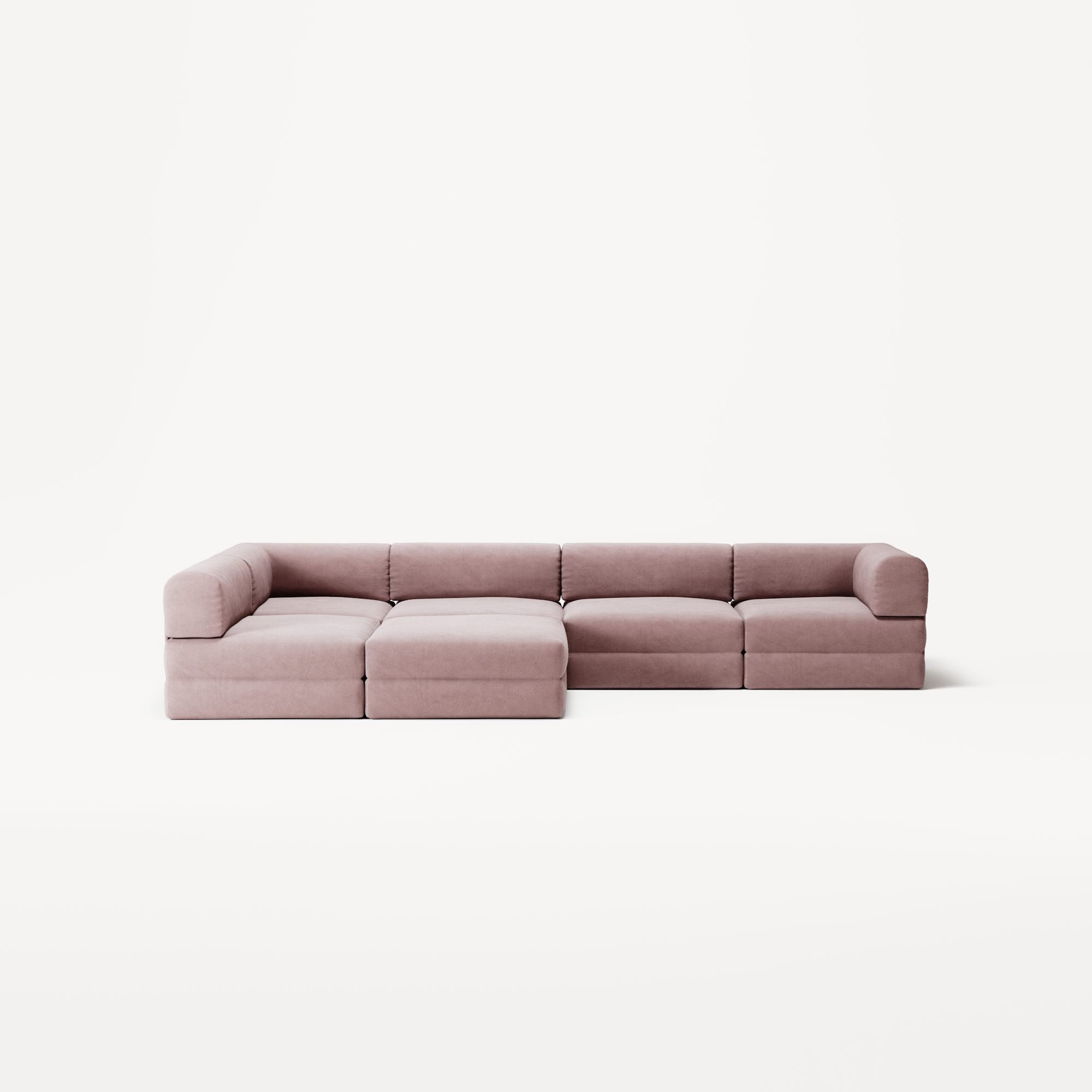 LUNA - 5 Seat corner with open end - Left - Corduroy Soft Pink