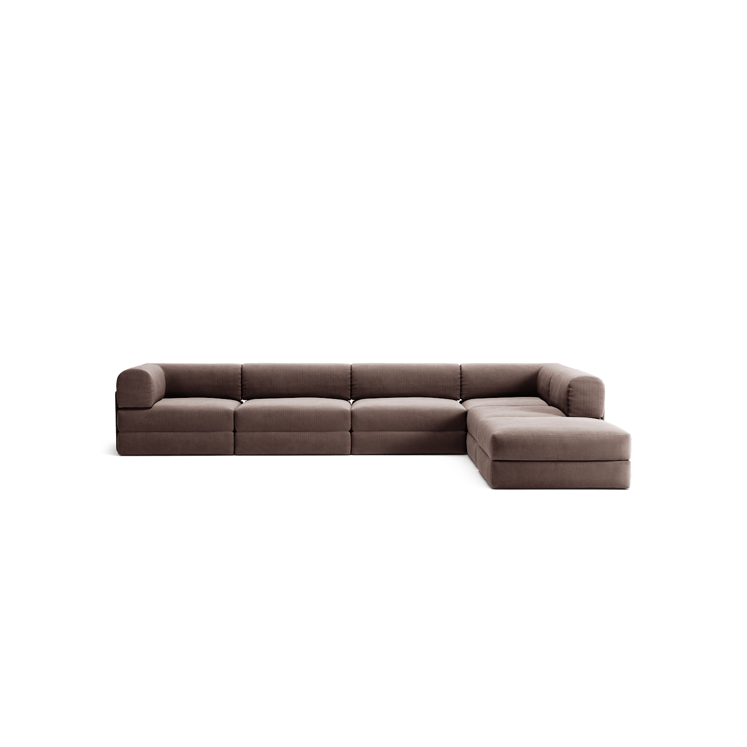 LUNA - 5 Seat corner with open end - Right - Corduroy Warm Brown