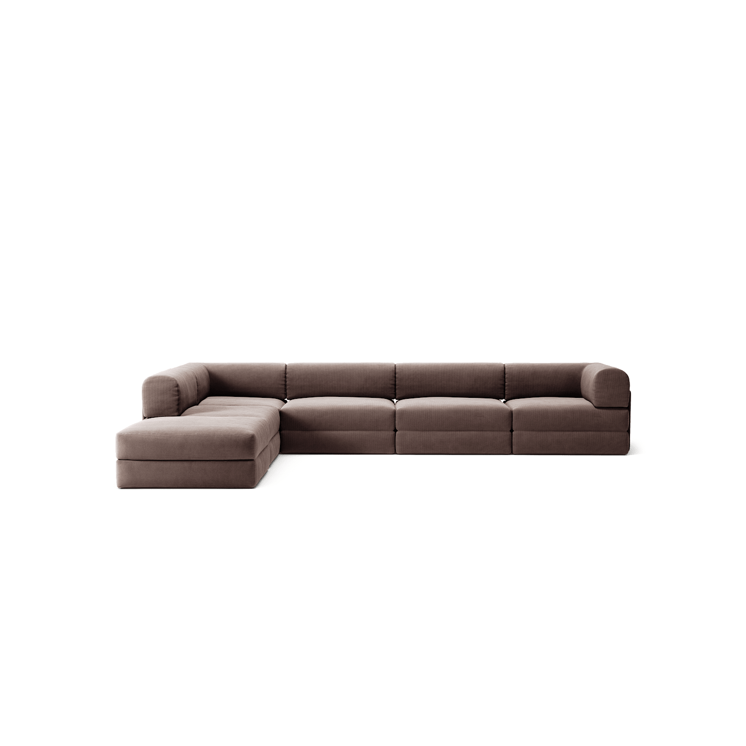 LUNA - 5 Seat corner with open end - Left - Corduroy Warm Brown