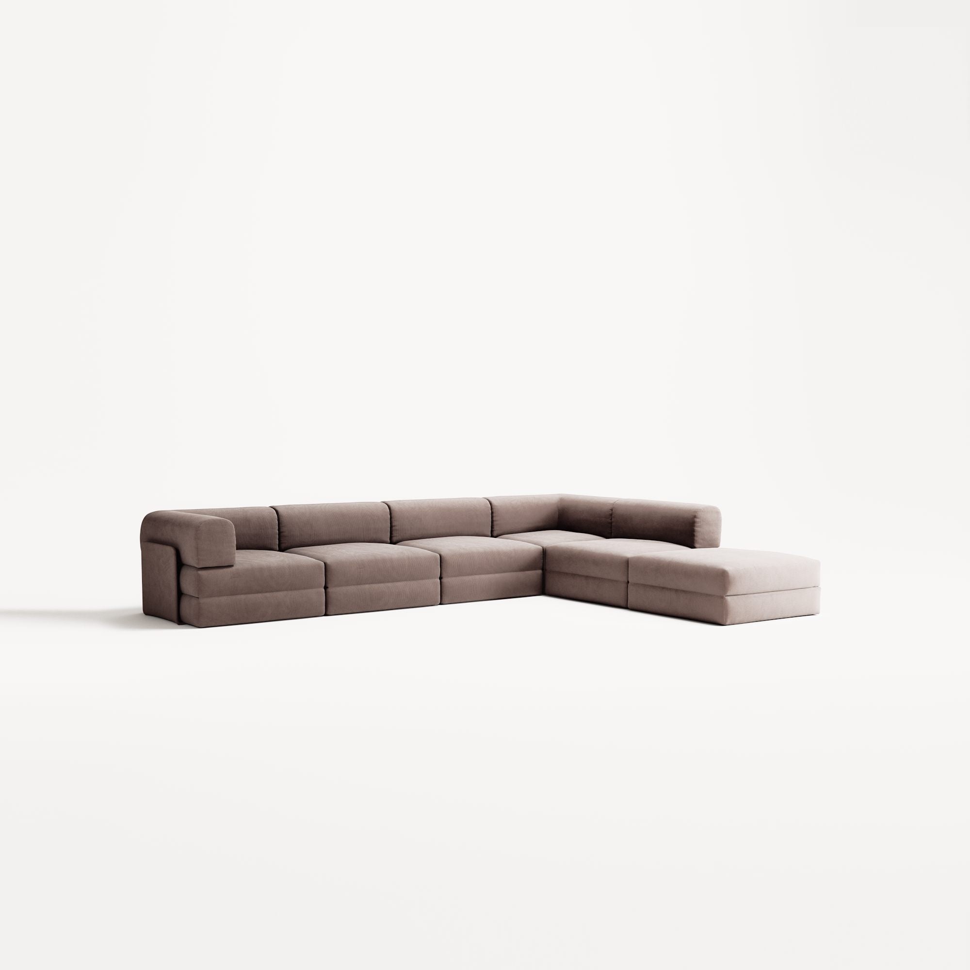 LUNA - 5 Seat corner with open end - Right - Corduroy Warm Brown