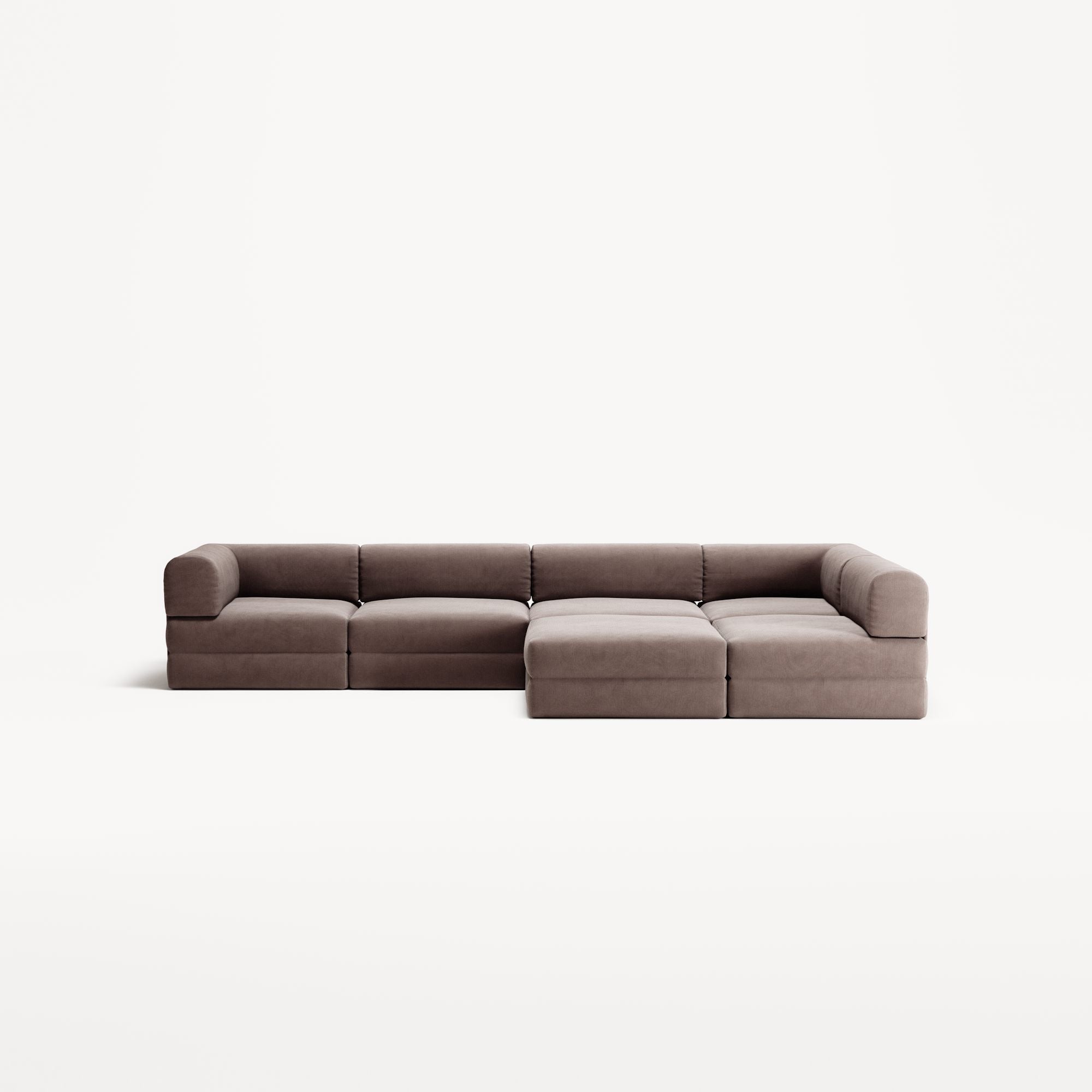 LUNA - 5 Seat corner with open end - Right - Corduroy Warm Brown