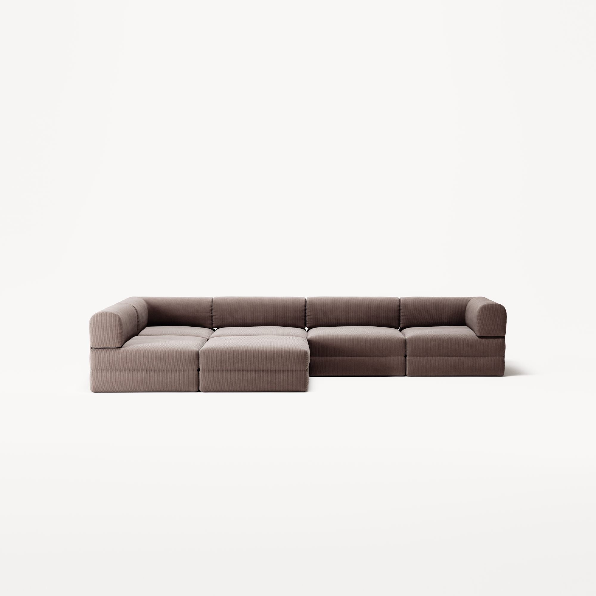LUNA - 5 Seat corner with open end - Left - Corduroy Warm Brown