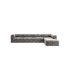 LUNA - 5 Seat corner with open end - Right - Chenille Jacquard Zebra Black White