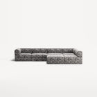 LUNA - 5 Seat corner with open end - Right - Chenille Jacquard Zebra Black White