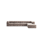LUNA - 5 Seat corner with open end - Right - Chenille Jacquard Zebra Brown White