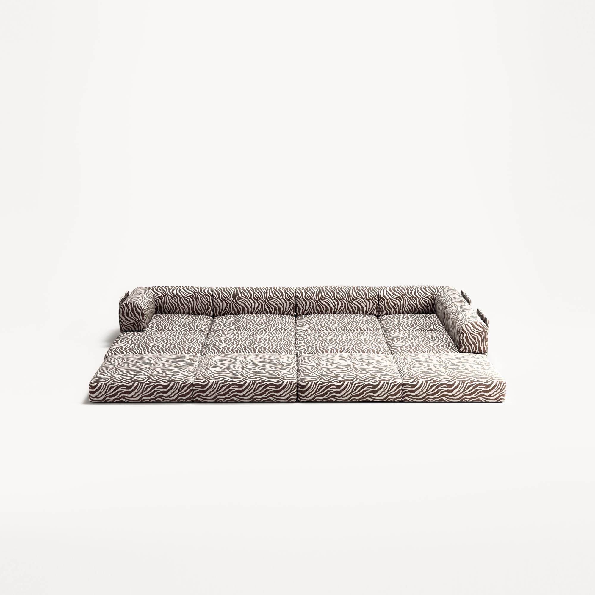 LUNA - 5 Seat corner with open end - Right - Chenille Jacquard Zebra Brown White