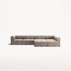 LUNA - 5 Seat corner with open end - Right - Chenille Jacquard Zebra Brown White