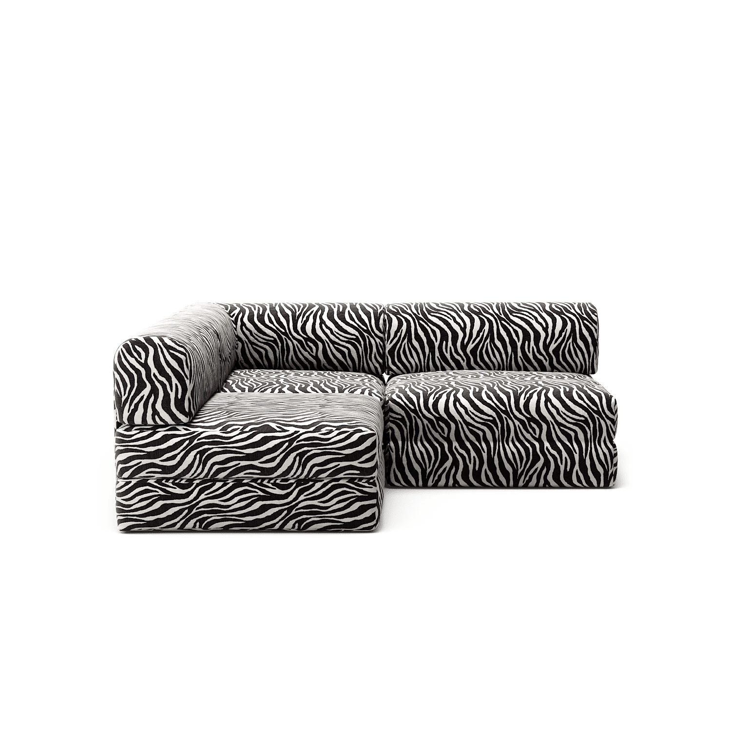 LUNA - 2 Seat Corner - Left - Chenille Jacquard Zebra Black White