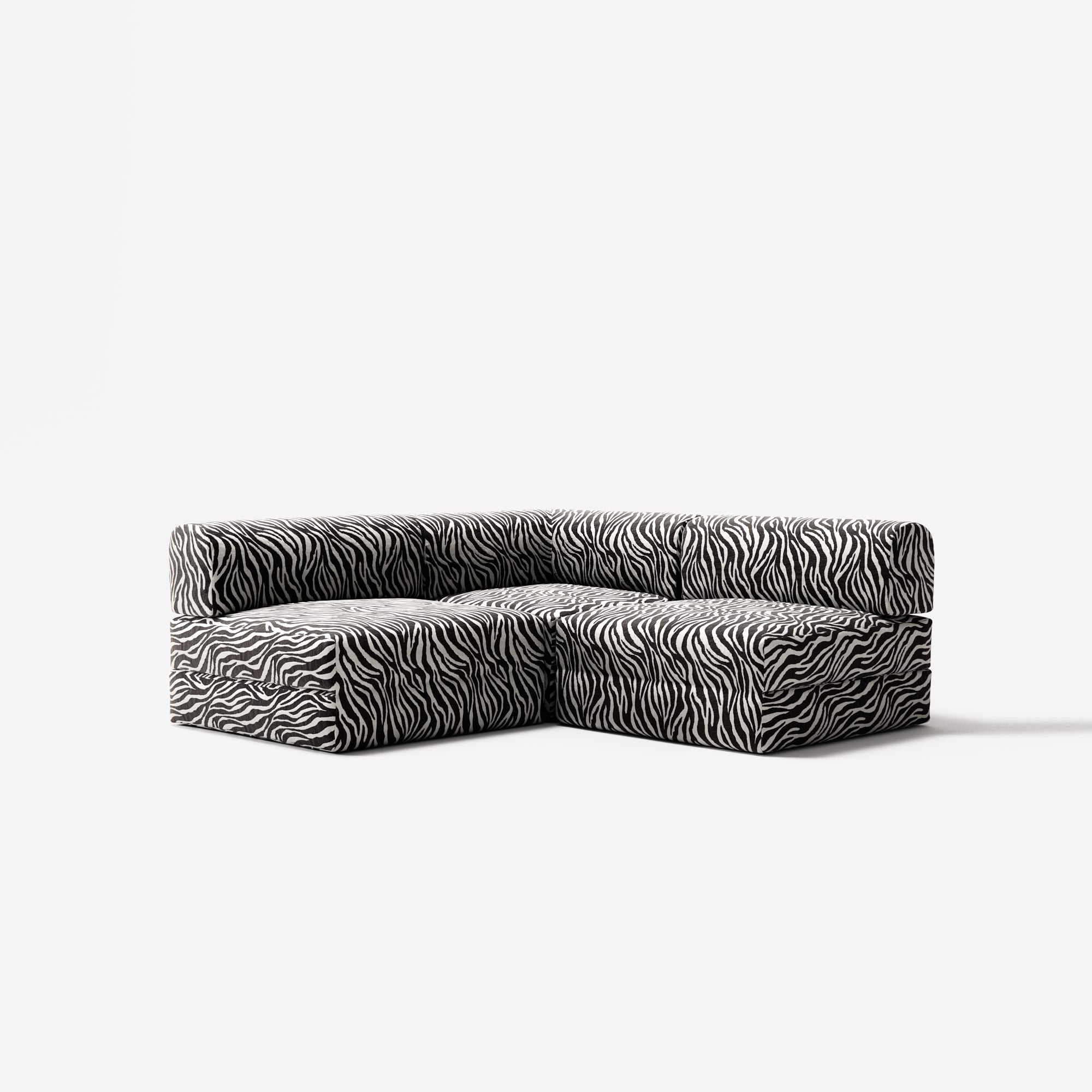 LUNA - 2 Seat Corner - Left - Chenille Jacquard Zebra Black White