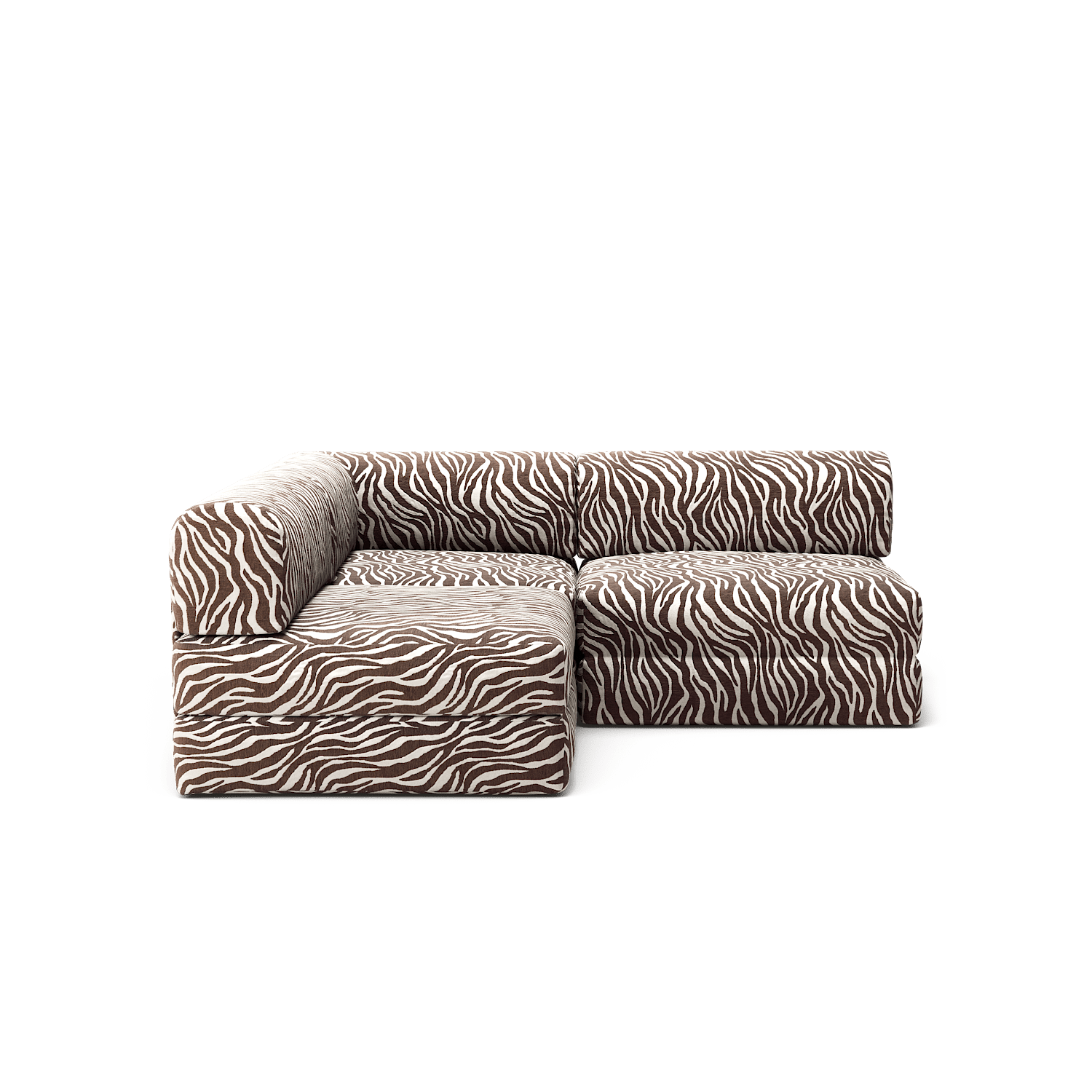 LUNA - 2 Seat Corner - Left - Chenille Jacquard Zebra Brown White