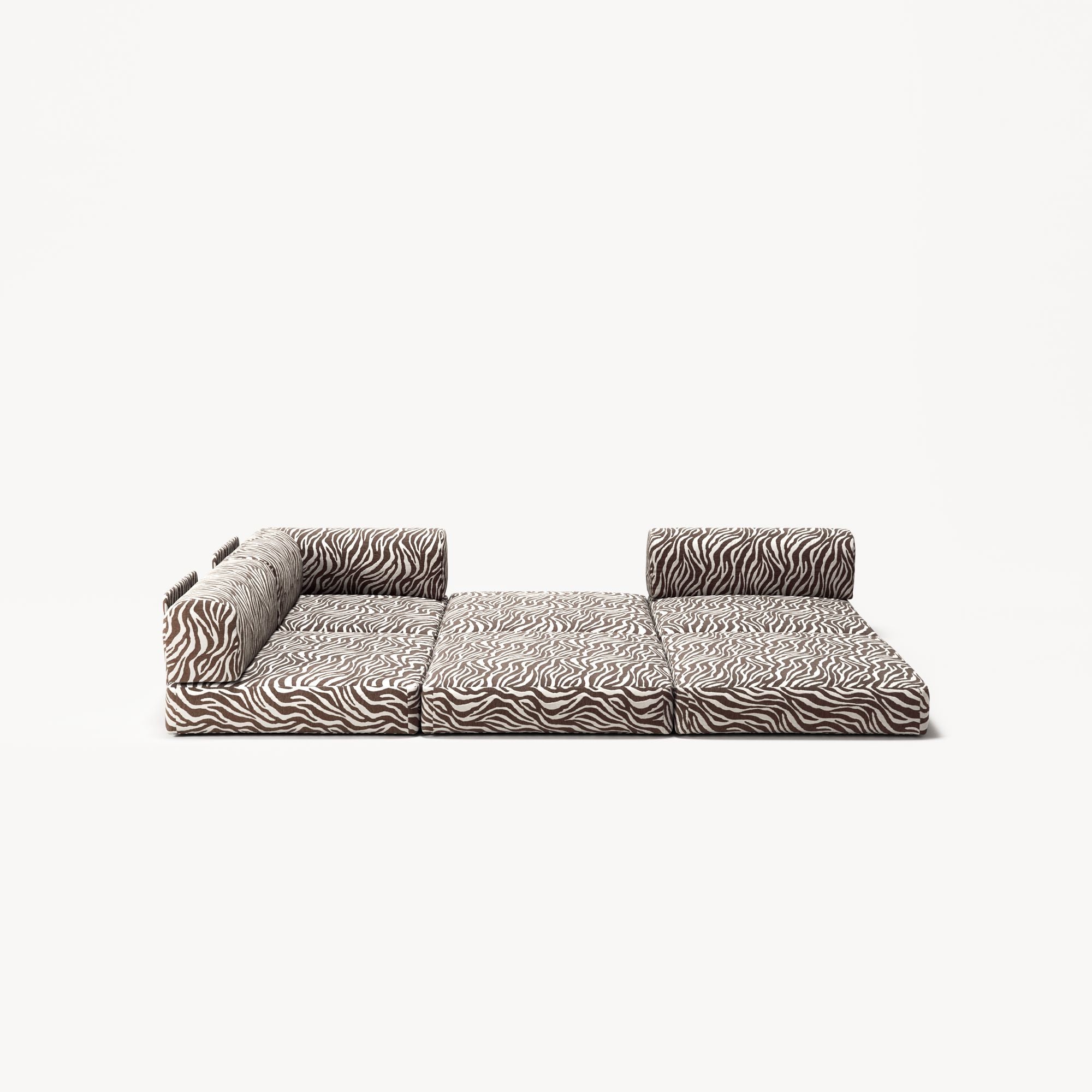 LUNA - 2 Seat Corner - Left - Chenille Jacquard Zebra Brown White