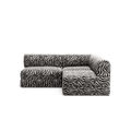 LUNA - 2 Seat Corner - Right - Chenille Jacquard Zebra Black White