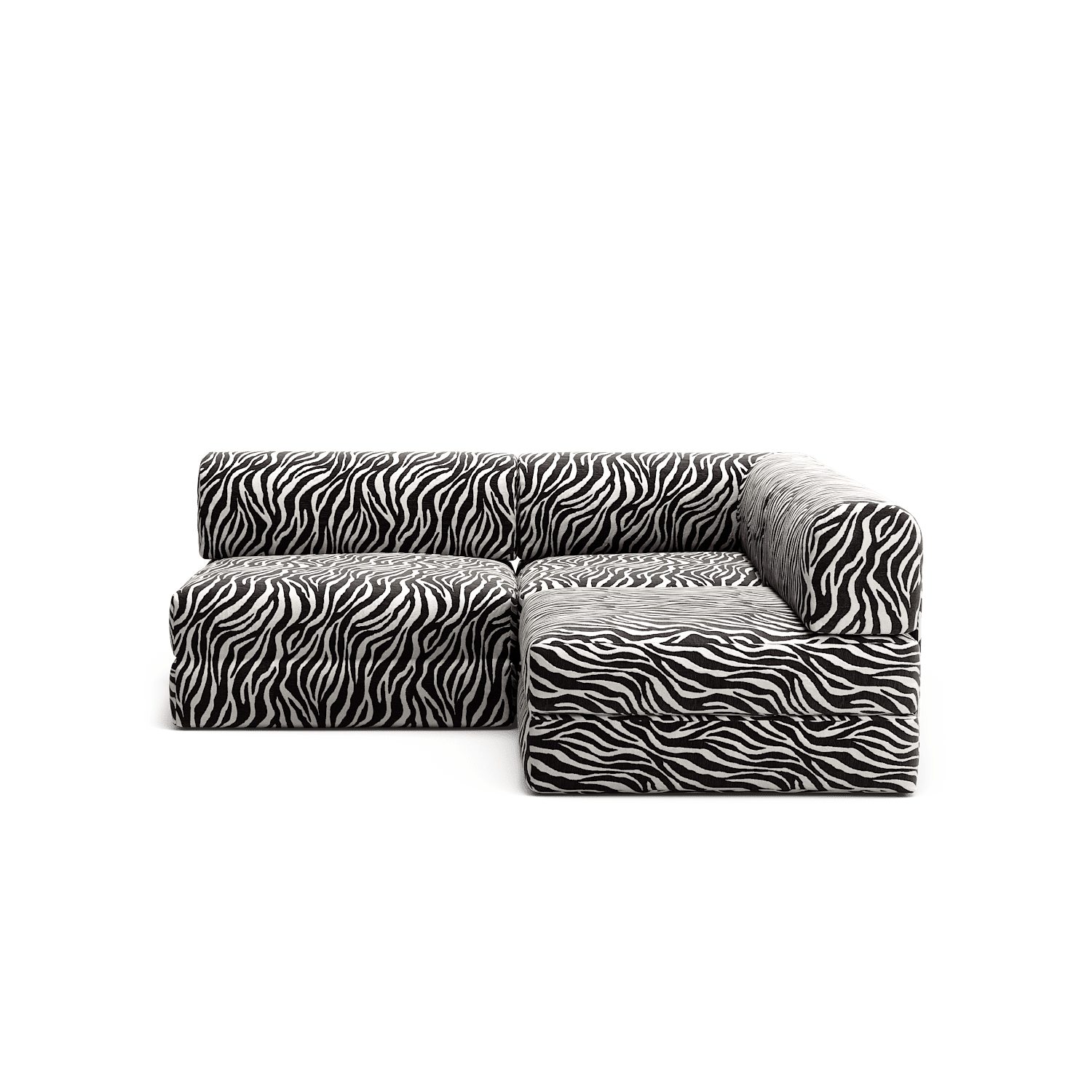 LUNA - 2 Seat Corner - Right - Chenille Jacquard Zebra Black White