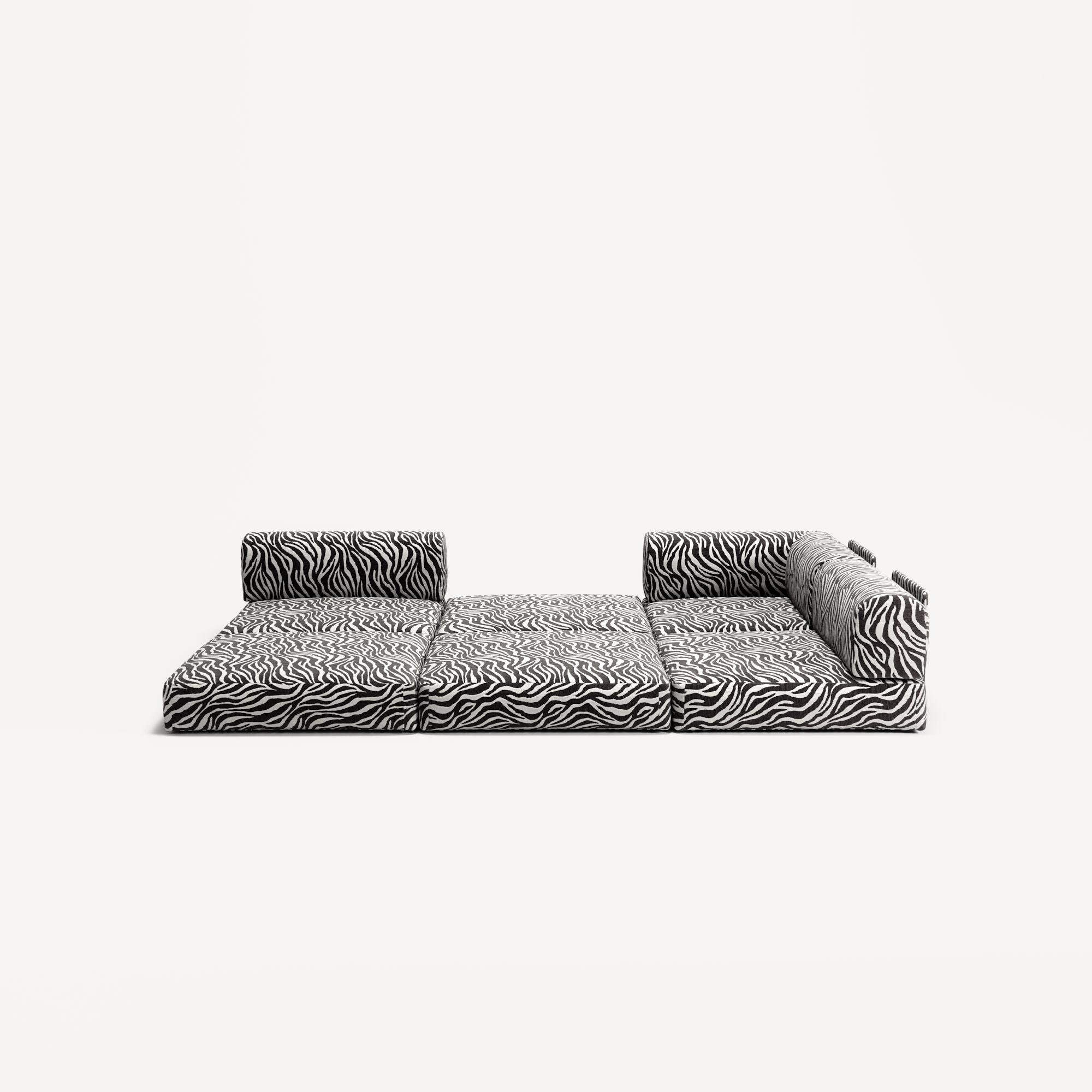 LUNA - 2 Seat Corner - Right - Chenille Jacquard Zebra Black White