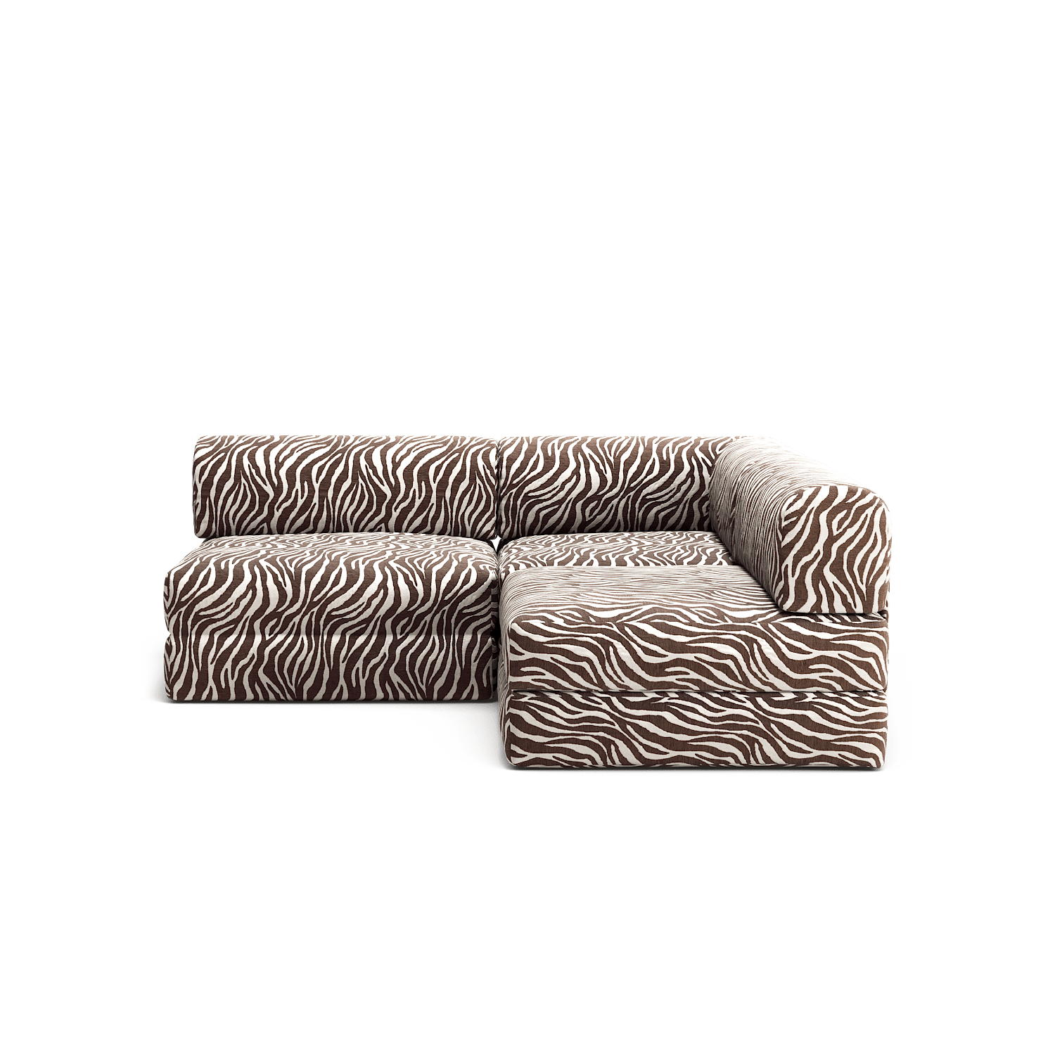 LUNA - 2 Seat Corner - Right - Chenille Jacquard Zebra Brown White