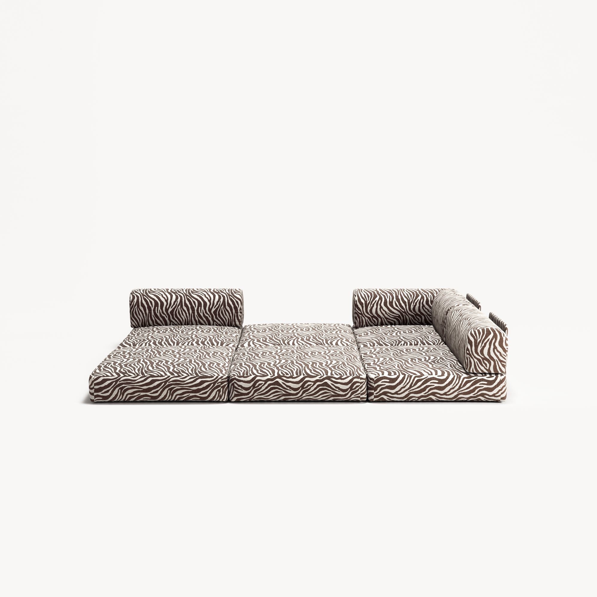 LUNA - 2 Seat Corner - Right - Chenille Jacquard Zebra Brown White