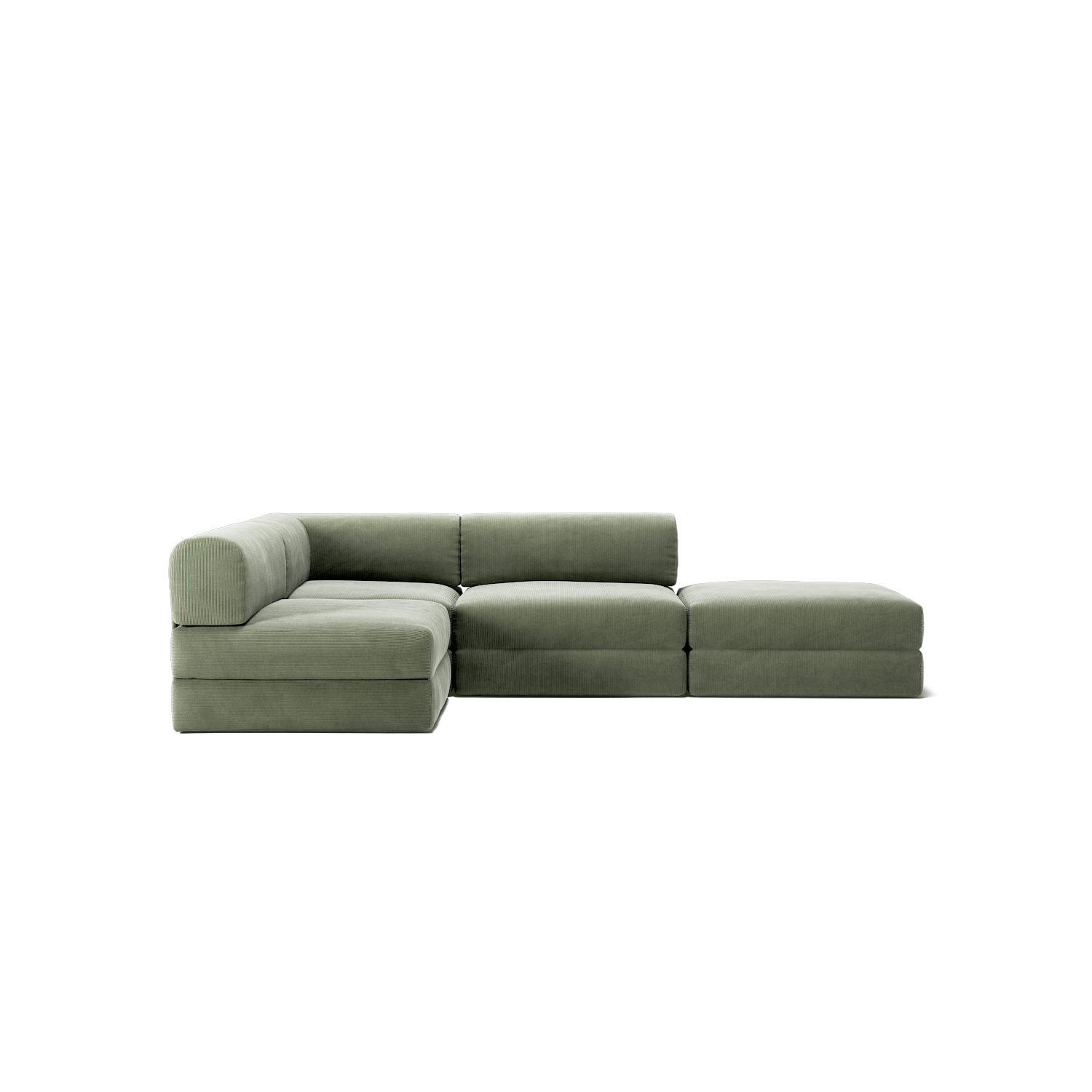 LUNA - 3 Seat with open end - Green corduroy