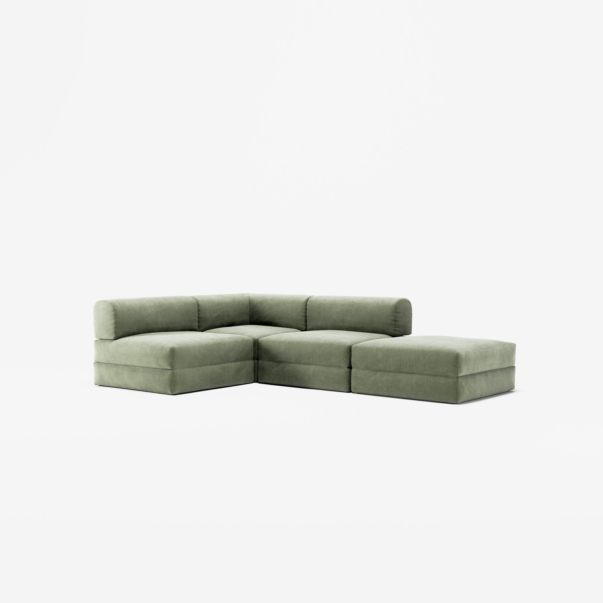 LUNA - 3 Seat with open end - Right - Corduroy Moss Green