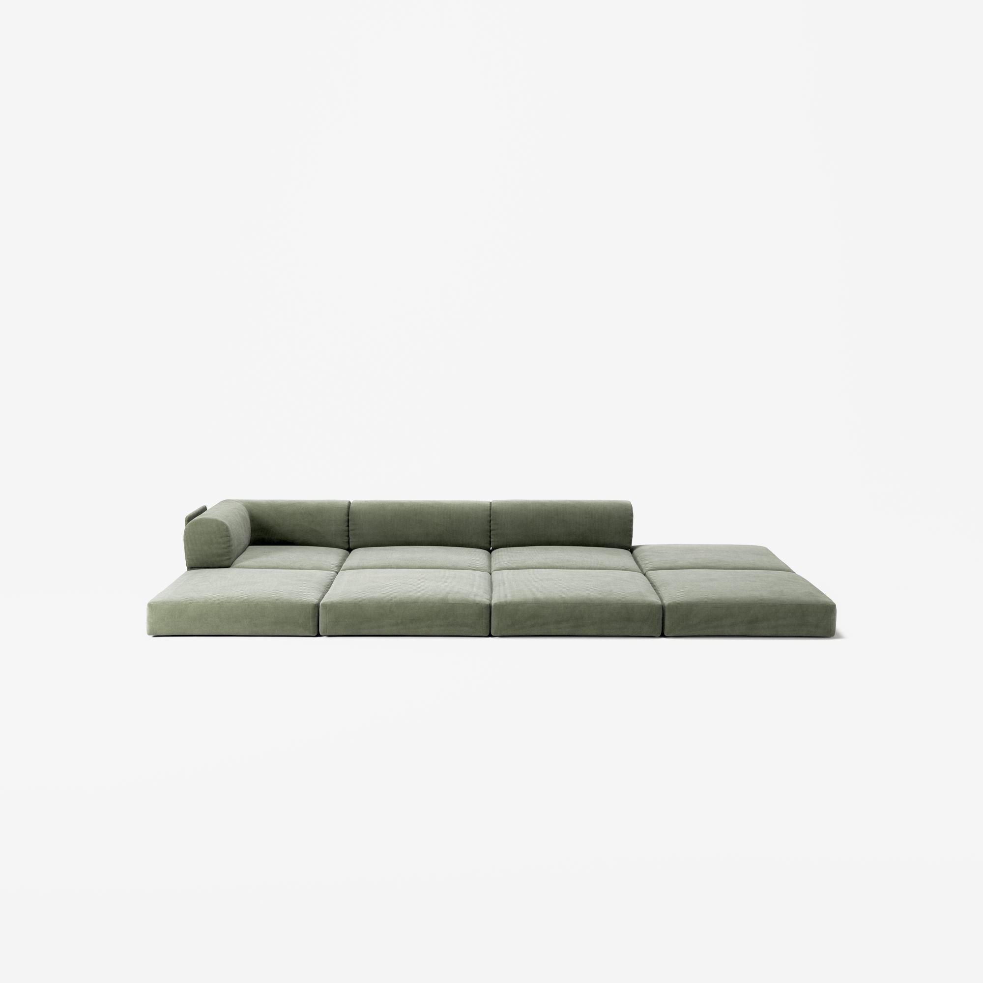 LUNA - 3 Seat with open end - Right - Corduroy Moss Green