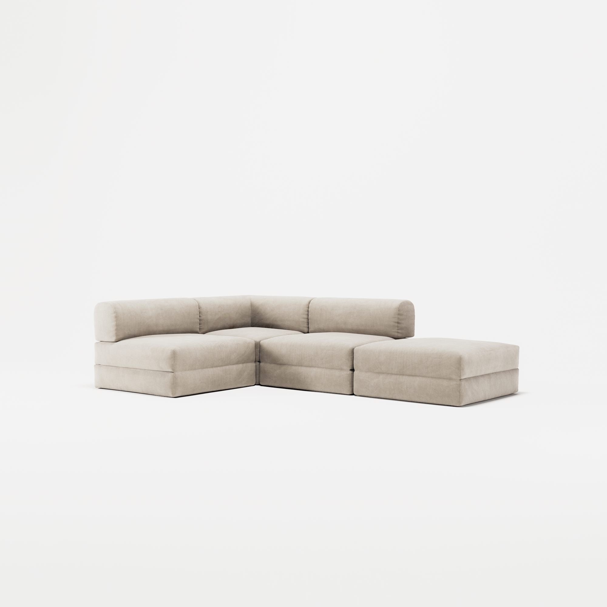 LUNA - 3 Seat with open end - Right - Corduroy Pale Beige
