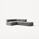 LUNA - 3 Seat with open end - Right - Chenille Jacquard Zebra Black White