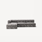LUNA - 3 Seat with open end - Right - Chenille Jacquard Zebra Black White