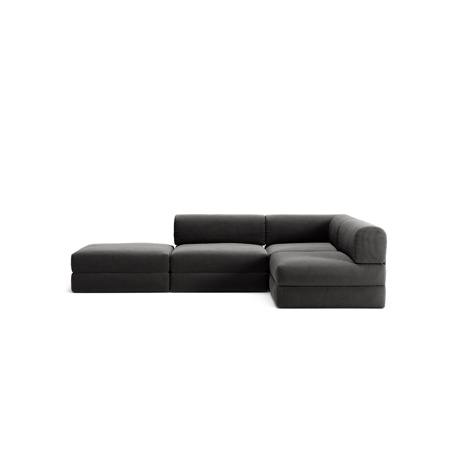 LUNA - 3 Seat with open end - Left - Corduroy Charcoal