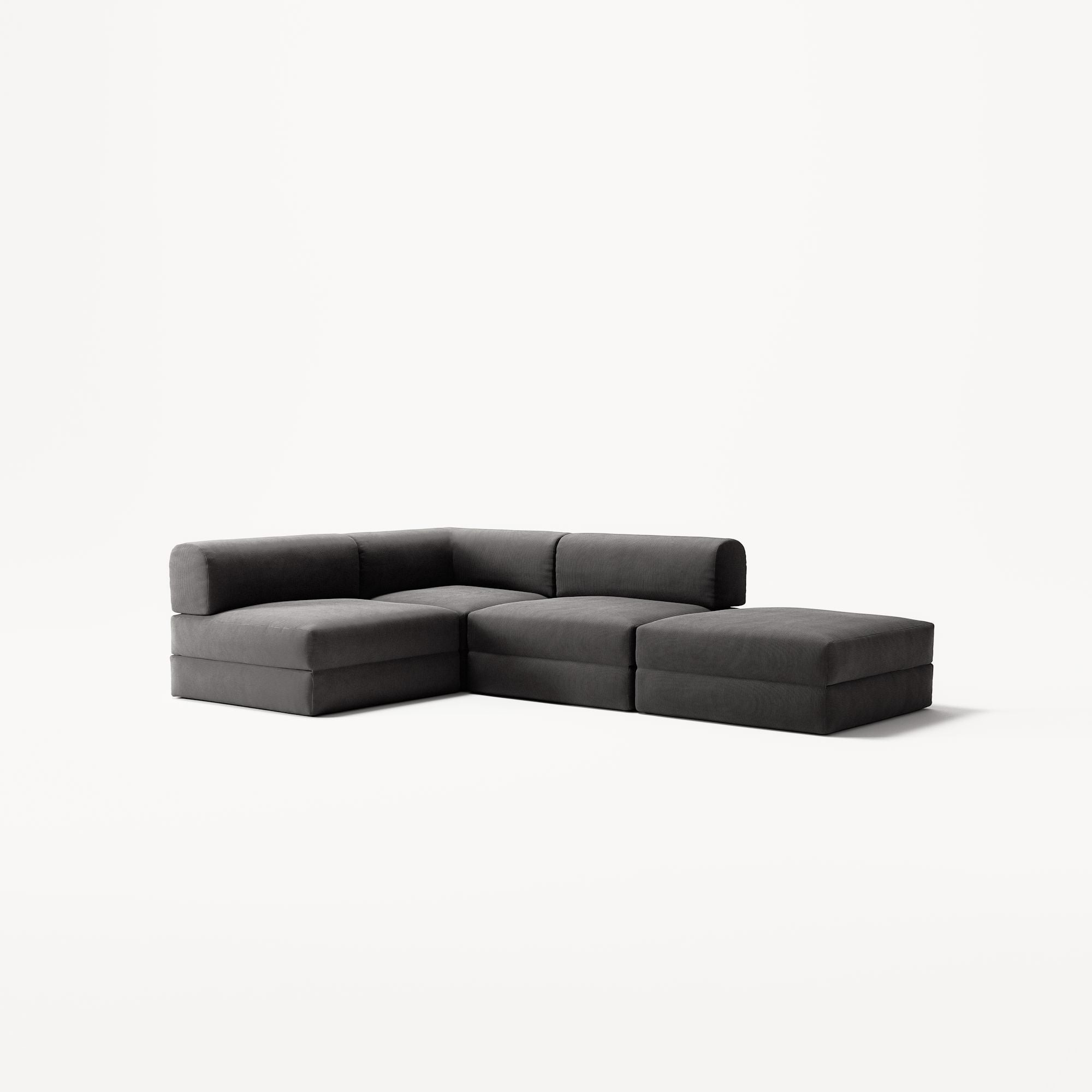LUNA - 3 Seat with open end - Right - Corduroy Charcoal