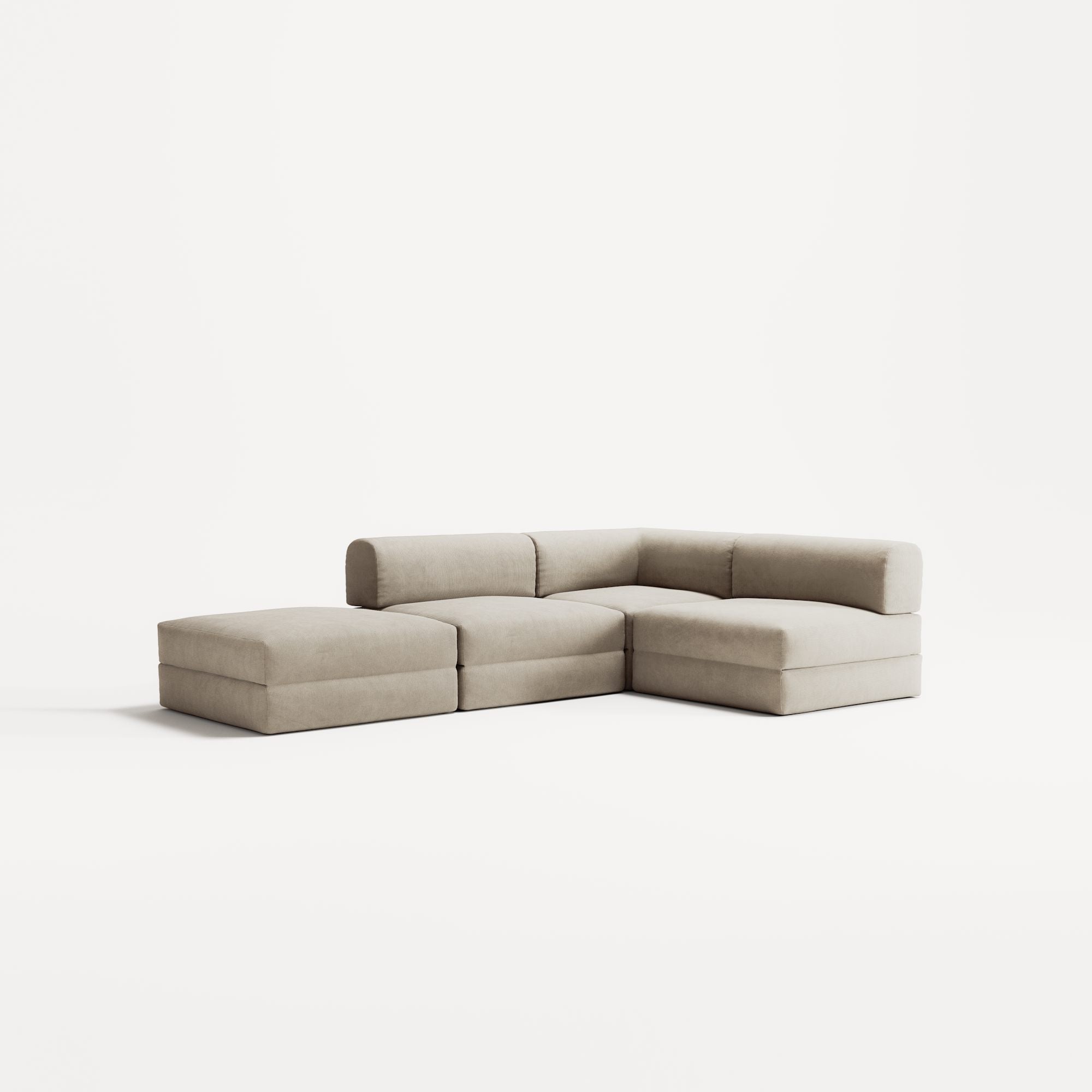 LUNA - 3 Seat with open end - Left - Corduroy Off-White