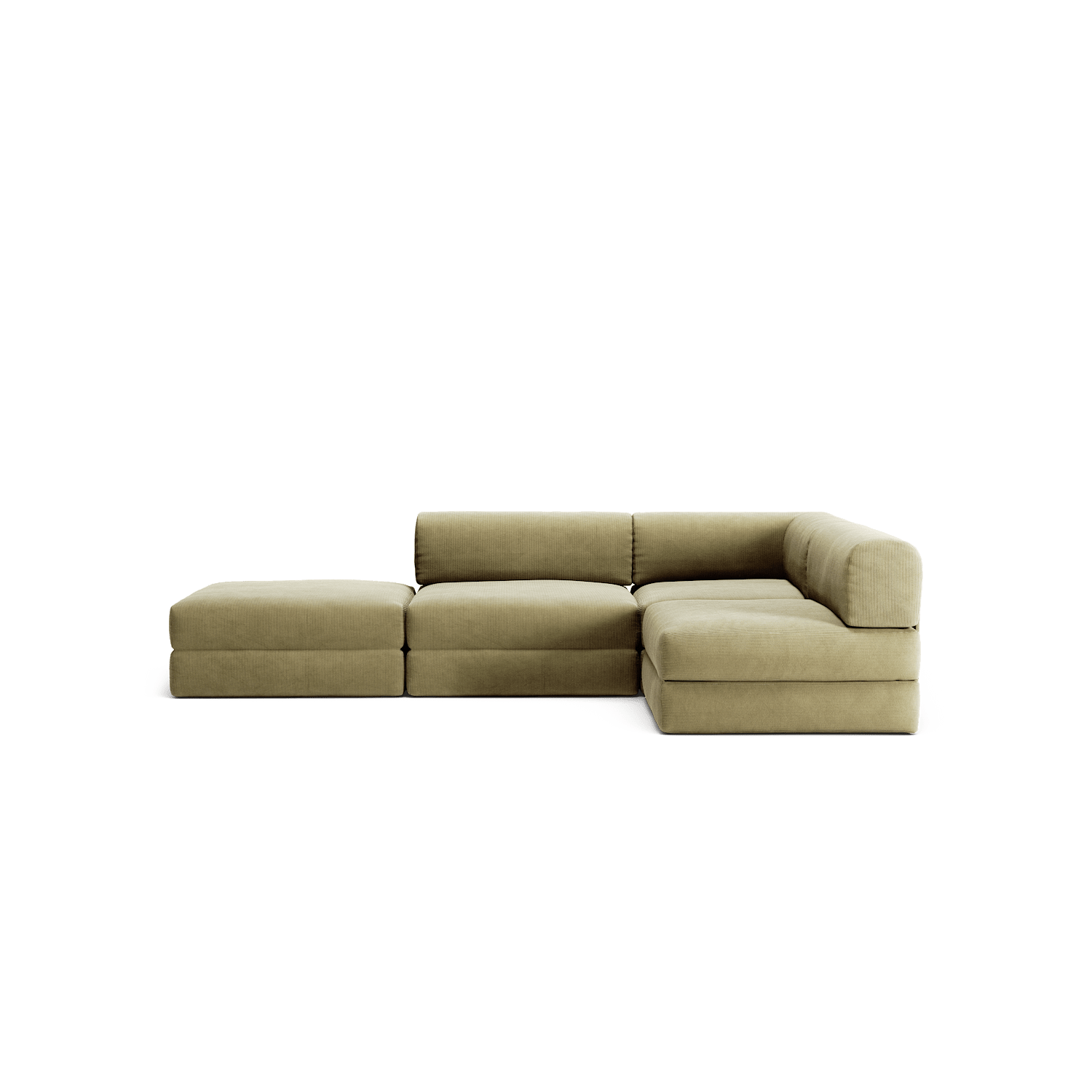 LUNA - 3 Seat with open end - Left - Corduroy Lime