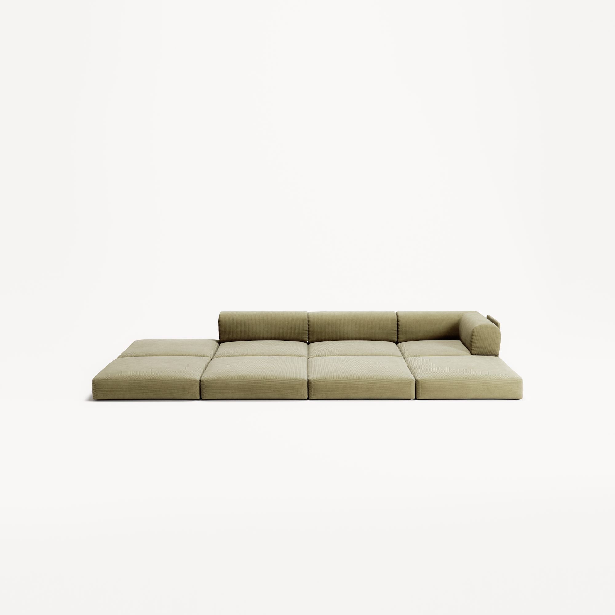 LUNA - 3 Seat with open end - Left - Corduroy Lime