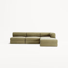 LUNA - 3 Seat with open end - Left - Corduroy Lime