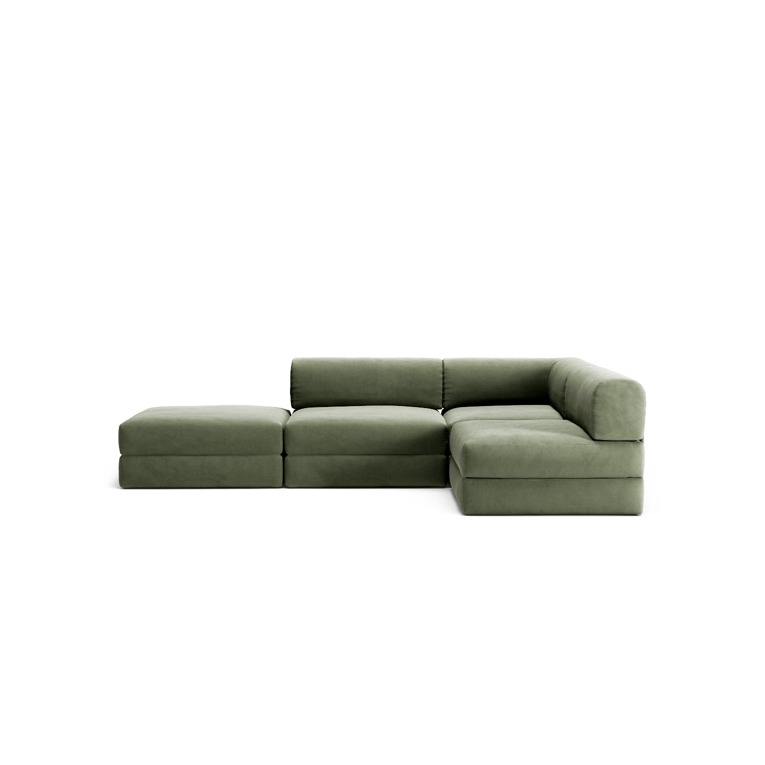 LUNA - 3 Seat with open end - Left - Corduroy Moss Green
