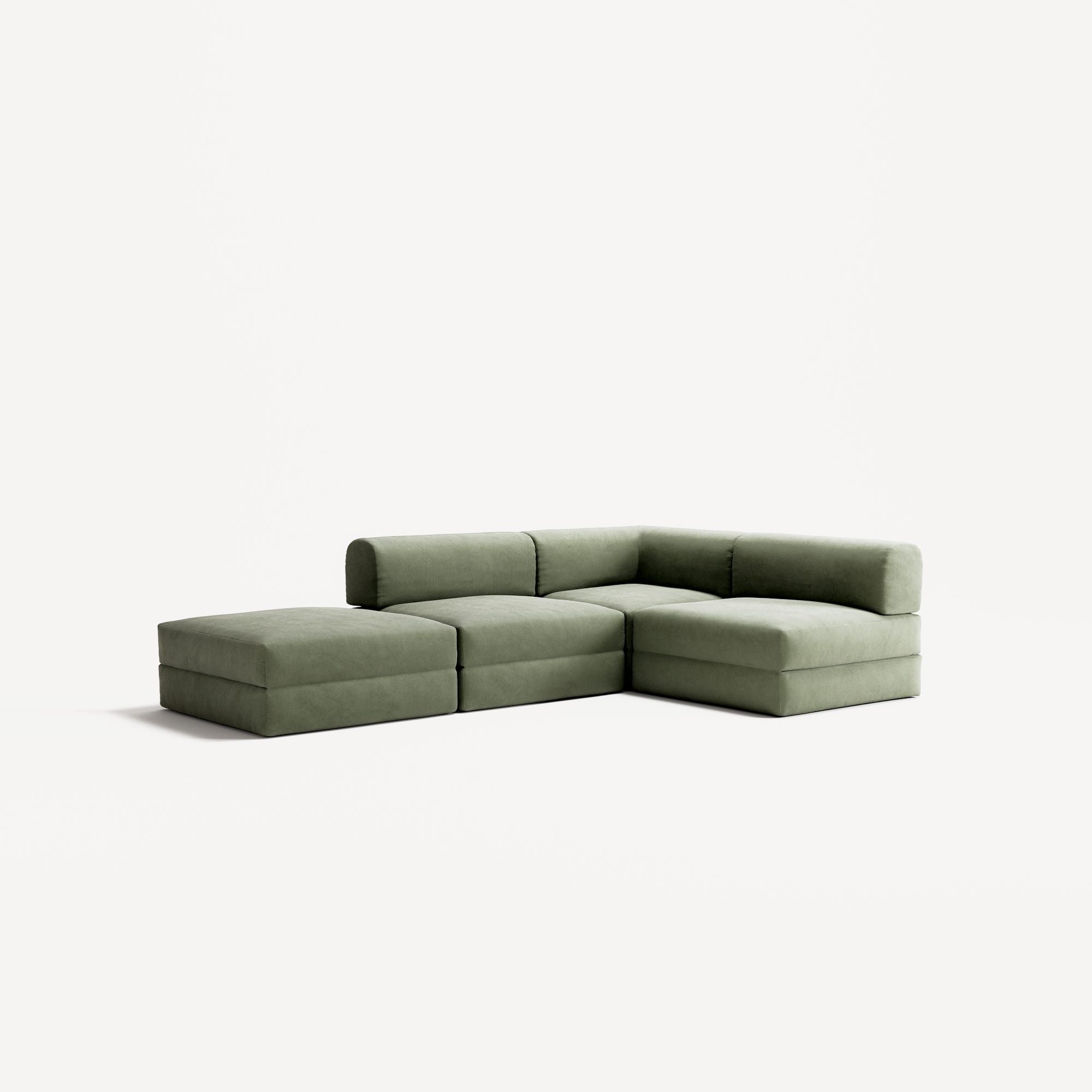 LUNA - 3 Seat with open end - Left - Corduroy Moss Green