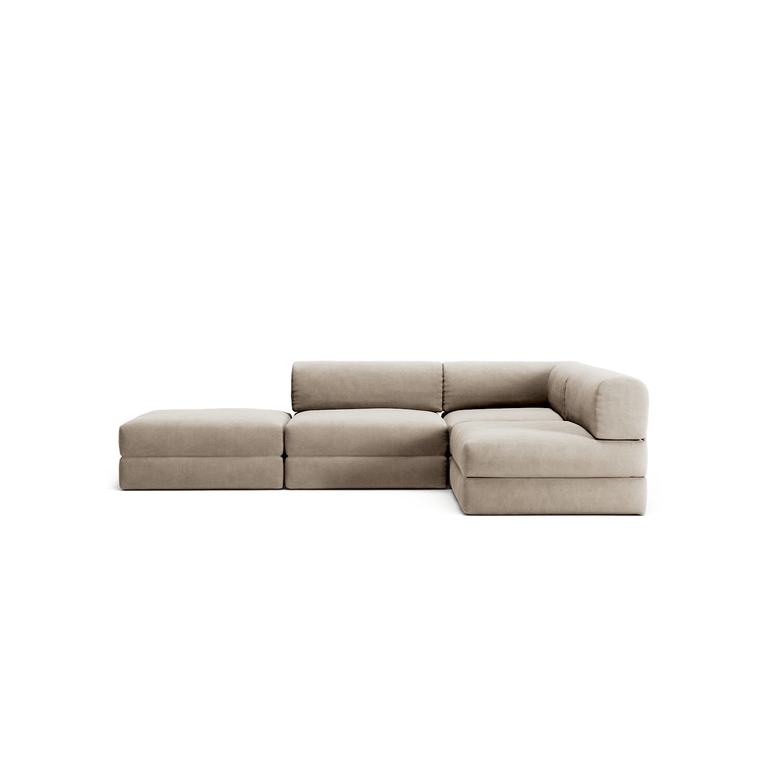 LUNA - 3 Seat with open end - Left - Corduroy Pale Beige