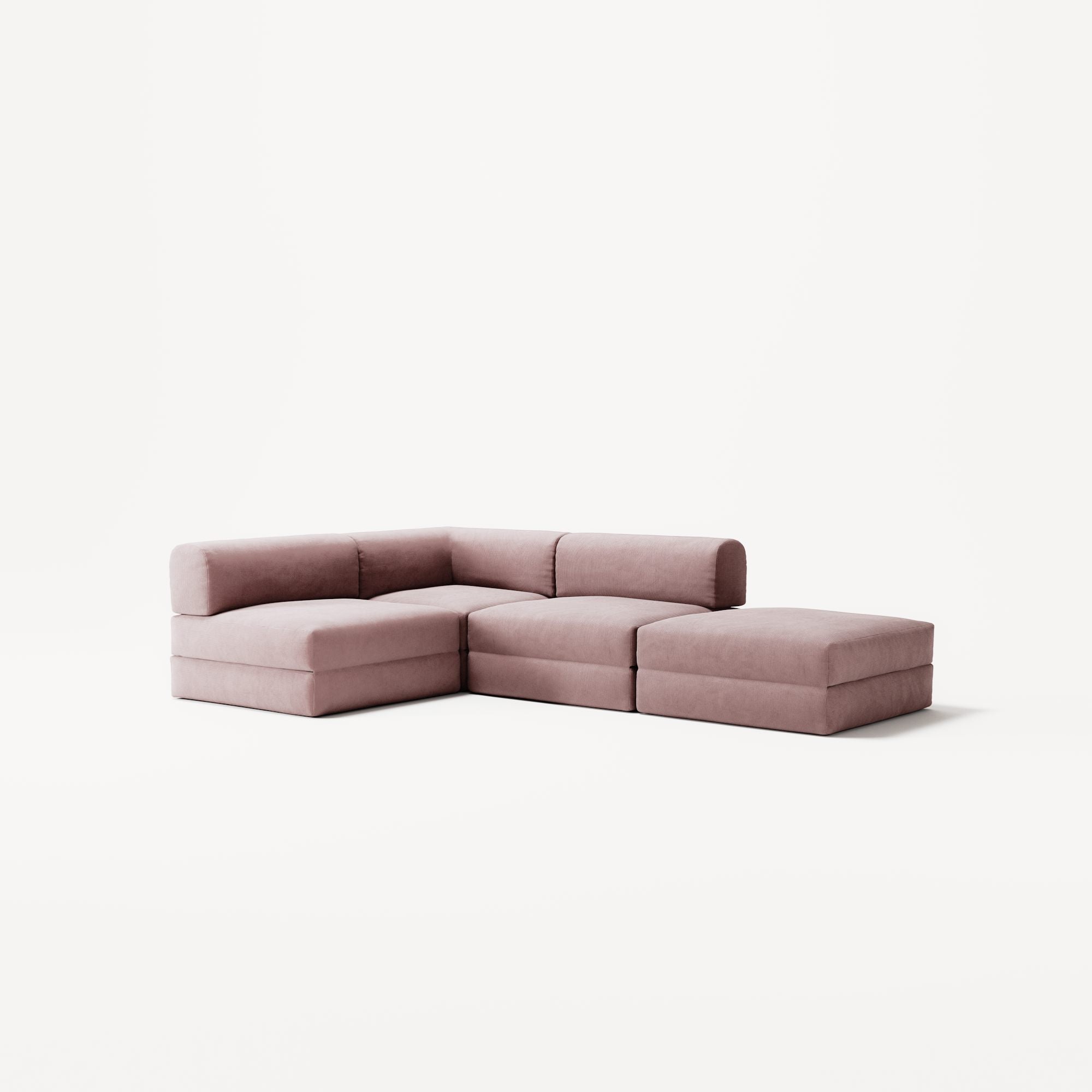 LUNA - 3 Seat with open end - Right - Corduroy Soft Pink