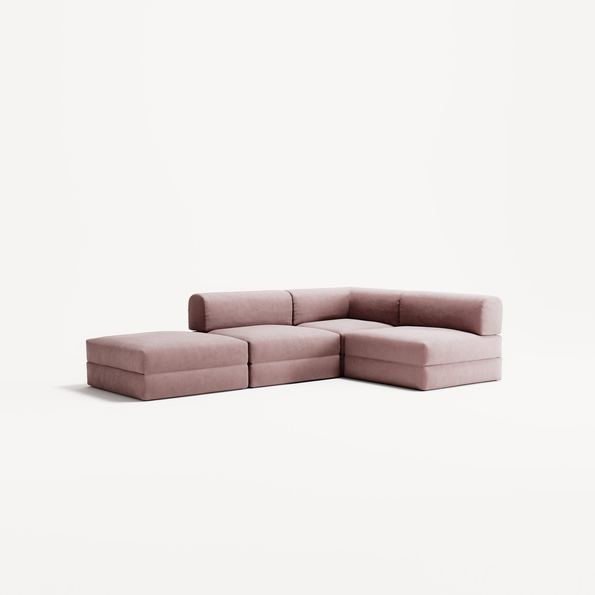 LUNA - 3 Seat with open end - Left - Corduroy Soft Pink