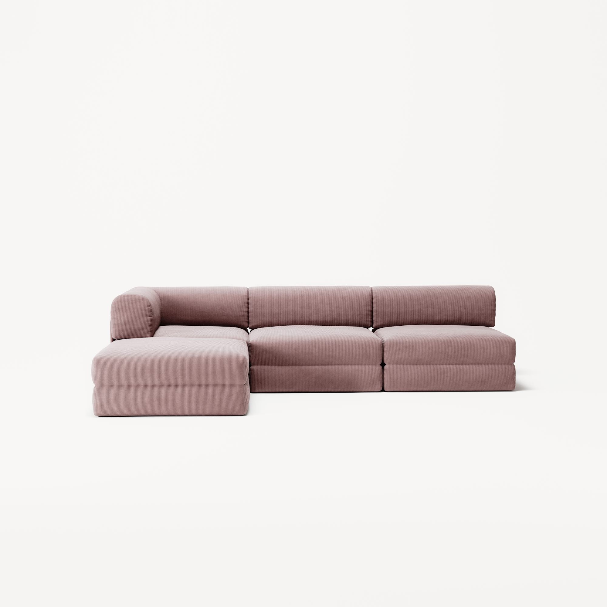 LUNA - 3 Seat with open end - Right - Corduroy Soft Pink