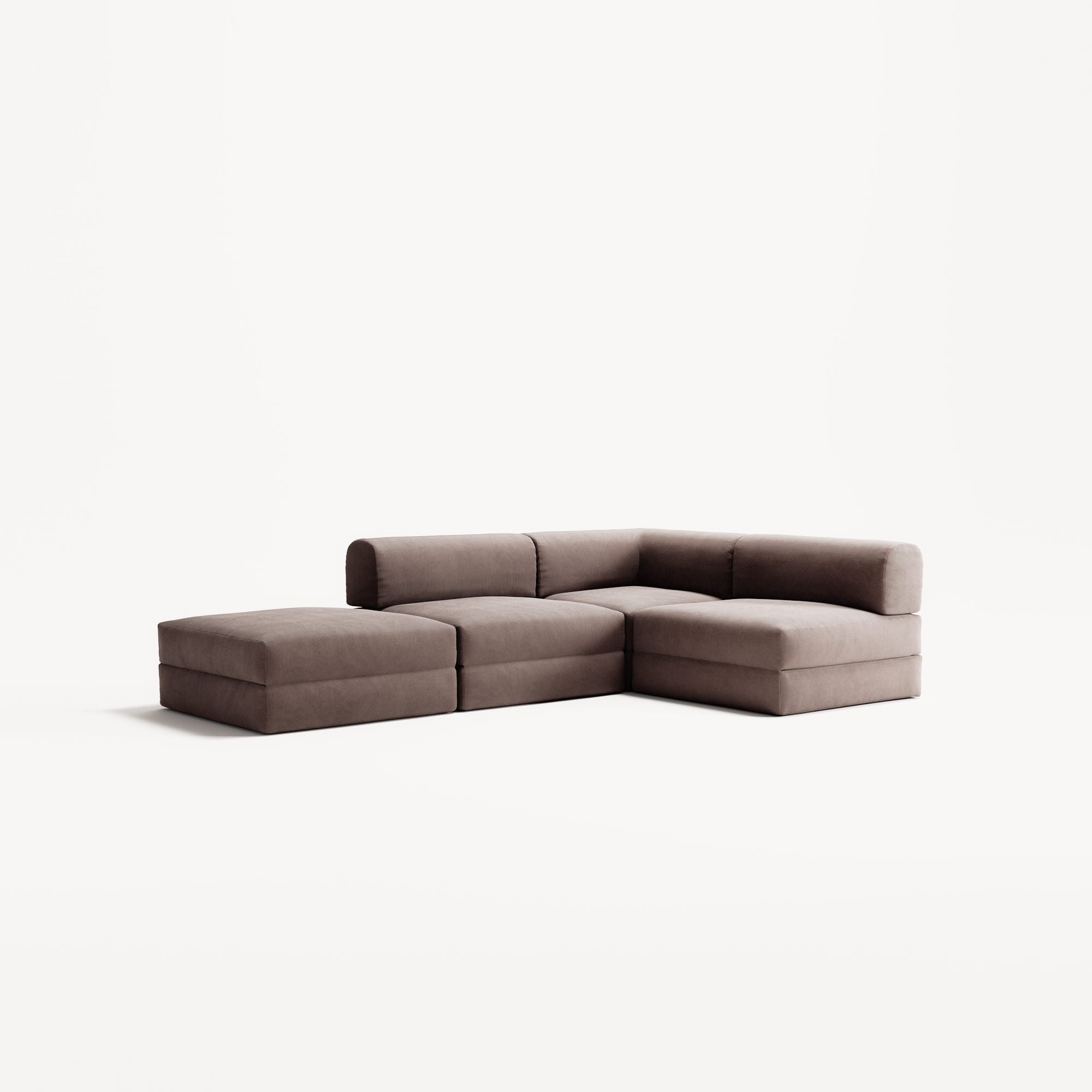 LUNA - 3 Seat with open end - Left - Corduroy Warm Brown