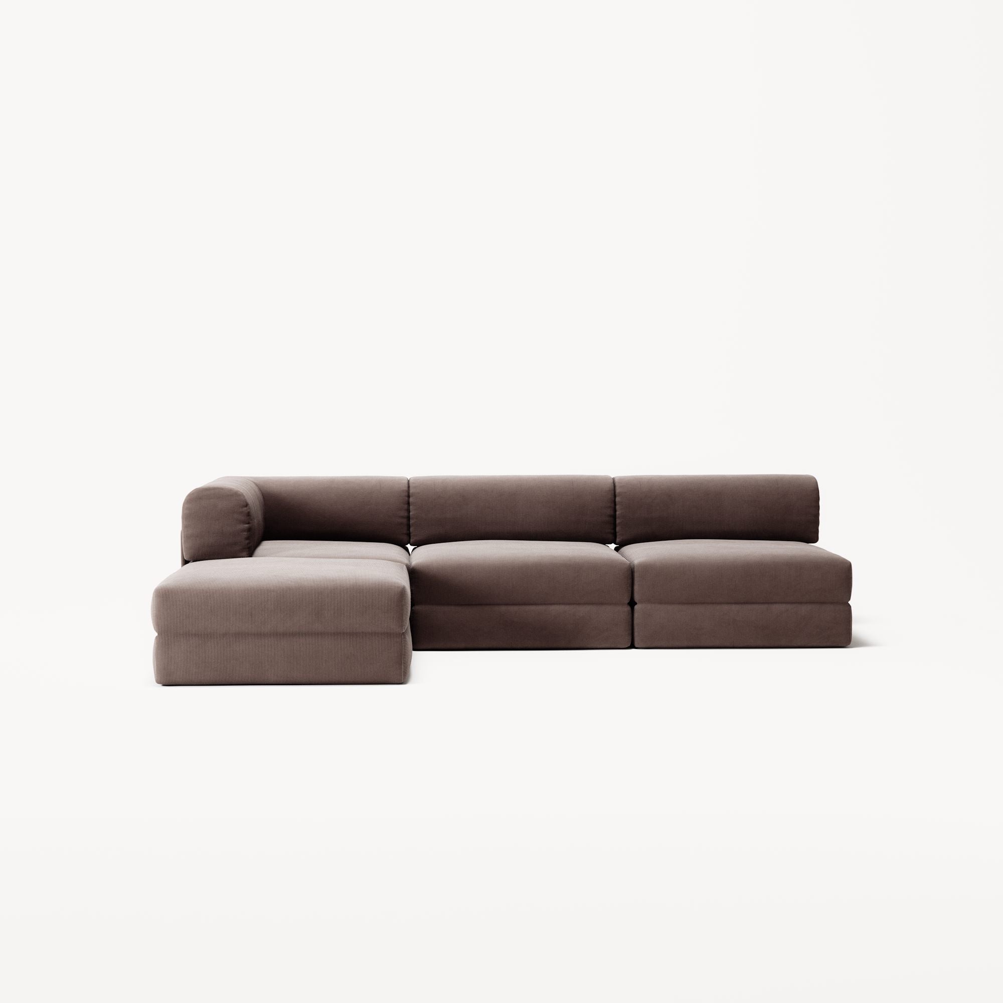 LUNA - 3 Seat with open end - Right - Corduroy Warm Brown
