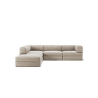LUNA - 4 Seat corner sofa with open end - Left - Corduroy Pale Beige