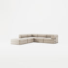 LUNA - 4 Seat corner sofa with open end - Left - Corduroy Pale Beige