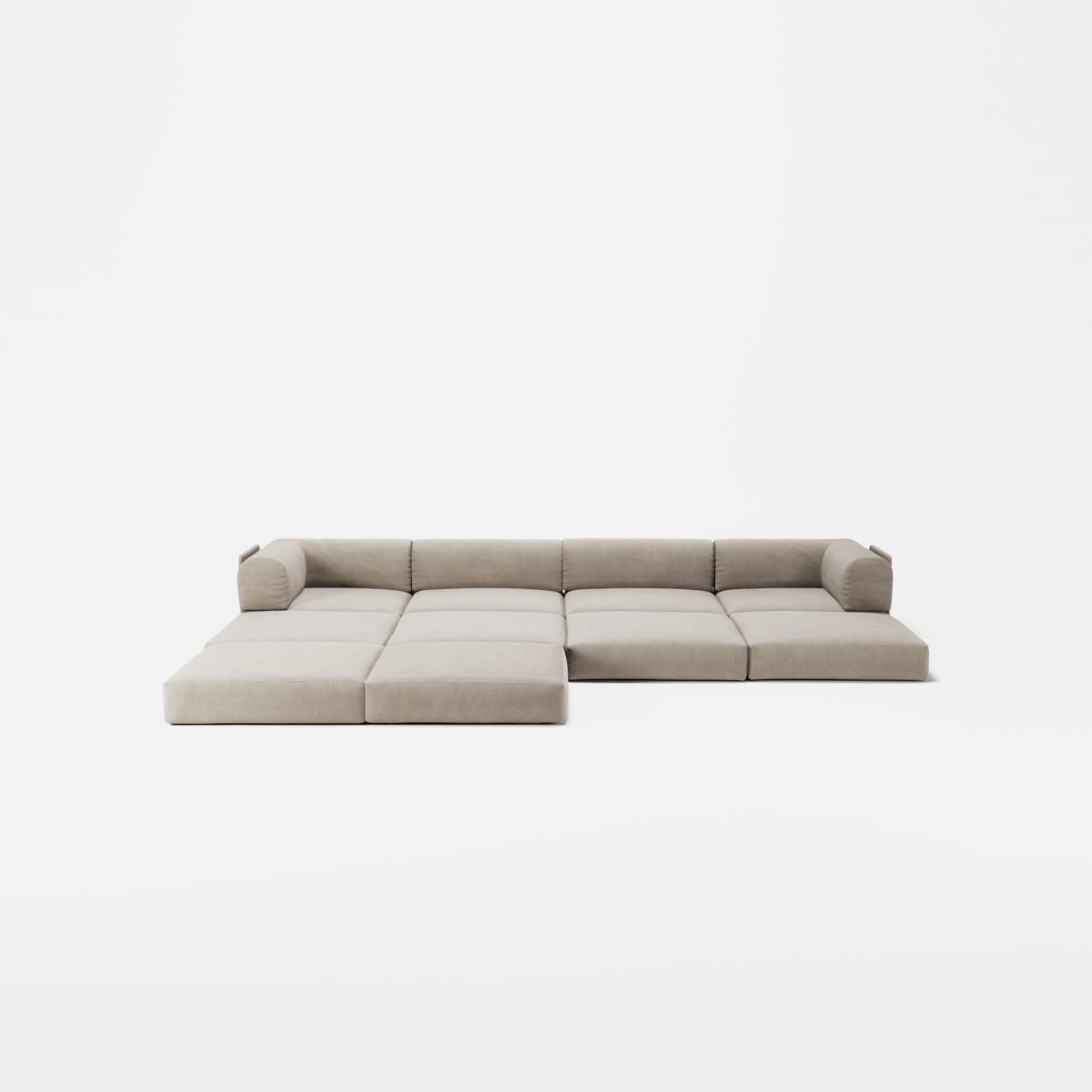 LUNA - 4 Seat corner sofa with open end - Left - Corduroy Pale Beige