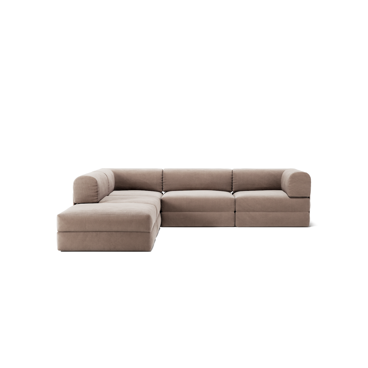 LUNA - 4 Seat corner sofa with open end - Taupe corduroy