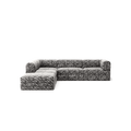 LUNA - 4 Seat corner sofa with open end - Left - Chenille Jacquard Zebra Black White