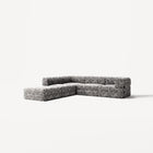 LUNA - 4 Seat corner sofa with open end - Left - Chenille Jacquard Zebra Black White
