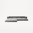 LUNA - 4 Seat corner sofa with open end - Left - Chenille Jacquard Zebra Black White