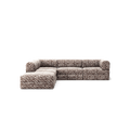 LUNA - 4 Seat corner sofa with open end - Left - Chenille Jacquard Zebra Brown White