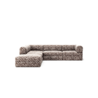 LUNA - 4 Seat corner sofa with open end - Left - Chenille Jacquard Zebra Brown White